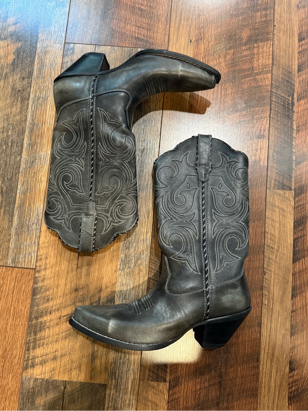 Durango Grey/Charcoal Embroidered Western Heeled Boots